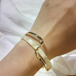 Inlay White Shell Gold Cuff Bracelet